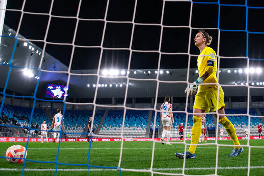 Goalkeeper Doris Bacic of Croatia looks dejected