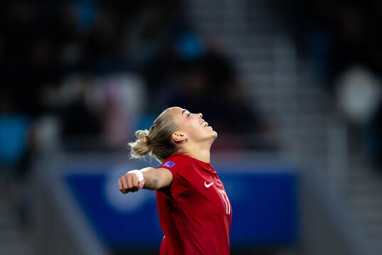 Celin Bizet Ildhusøy of Norway celebrates the 0-3 goal