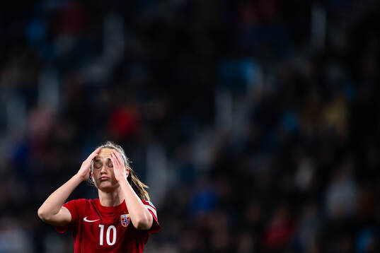 Caroline Graham Hansen of Norway looks dejected