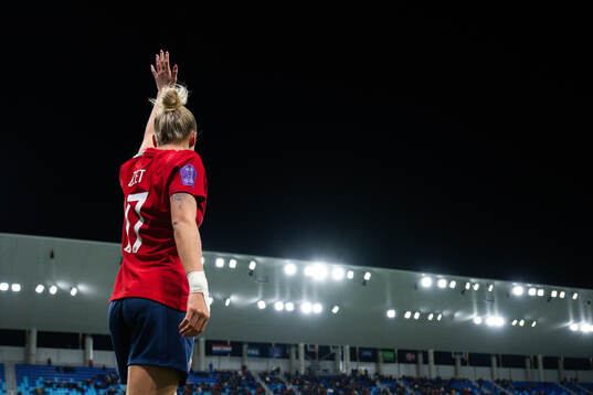 Celin Bizet Ildhusøy of Norway with a corner kick