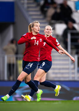 Ada Hegerberg and Karina Sævik of Norway