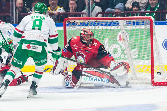 Rögles Linus Sandin och Malmö Redhawks Daniel Marmenlind