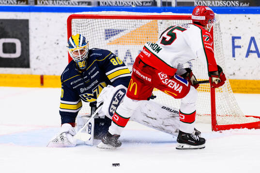 HV71s målvakt Frederik Dichow och Frölundas David Edstrom