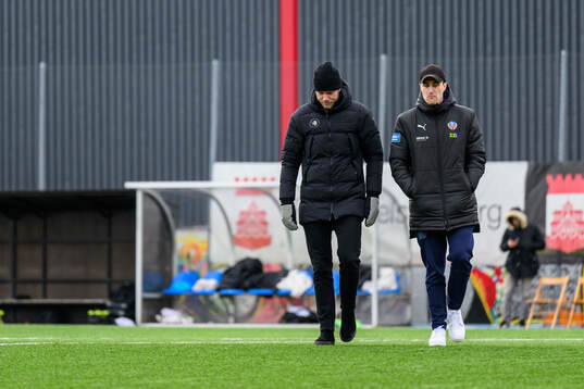 Helsingborgs målvakt Kalle Joelsson och Jon Birkfeldt