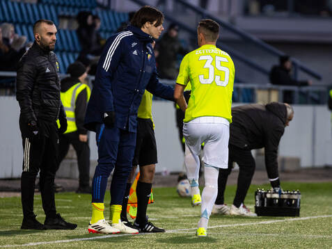 Djurgårdens Haris Radetinac och målvakt Jacob Widell