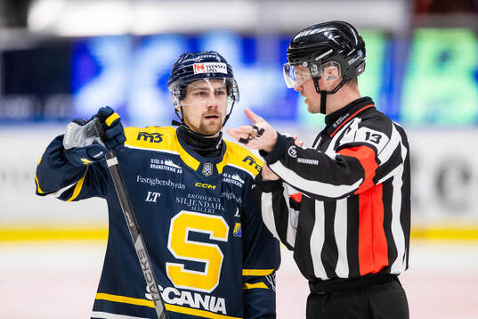 Södertäljes Hampus Harlestam i samtal med domare