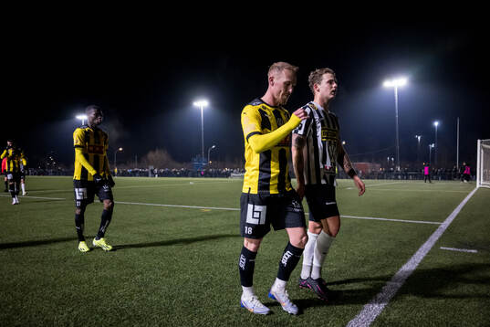 BK Häckens Ola Kamara och Landskronas Vincent Sundberg