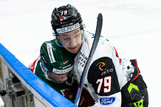 Frölundas Linus Nässen och Malmö Redhawks Jakub Galvas