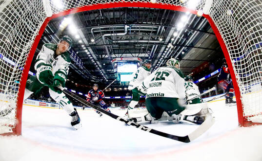 Färjestads Joakim Nygård vid mål 3-4 av Linköpings