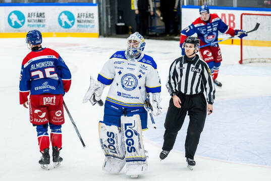 Leksands målvakt Mantas Armalis lämnar planen