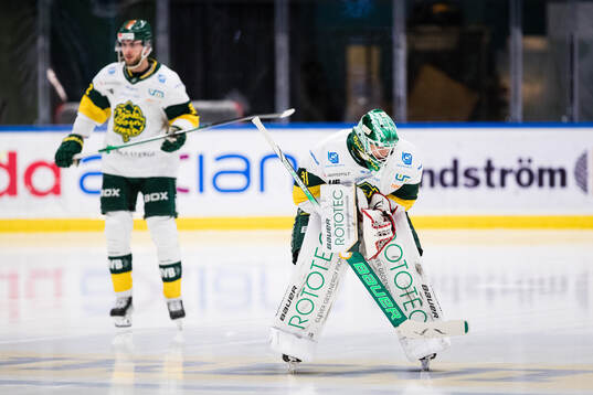 Björklövens Jacob Olofsson och målvakt Niklas Svedberg