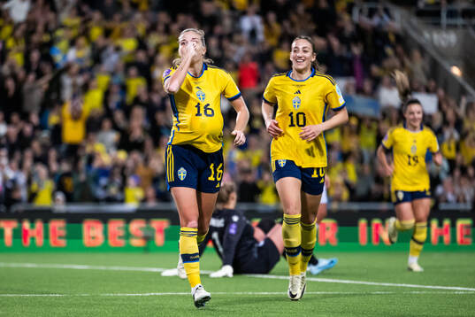 Filippa Angeldahl of Sweden celebrates