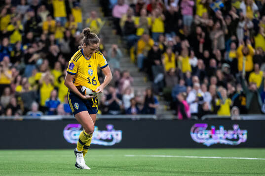 Filippa Angeldahl of Sweden celebrates
