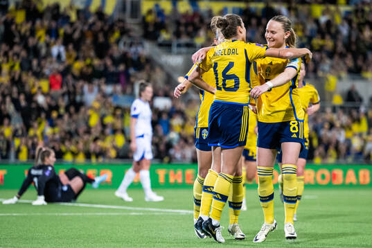 Filippa Angeldahl of Sweden celebrates with Matilda Vinberg