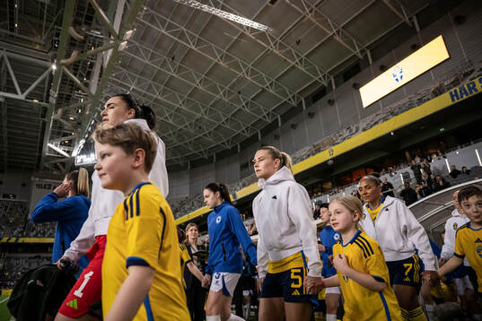 goalkeeper Zecira Musovic, Amanda Nildén and Madelen