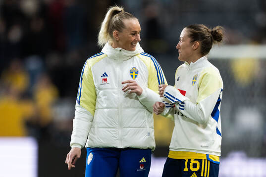 Stina Blackstenius and Filippa Angeldahl of Sweden