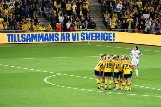 Players of Sweden celebrate