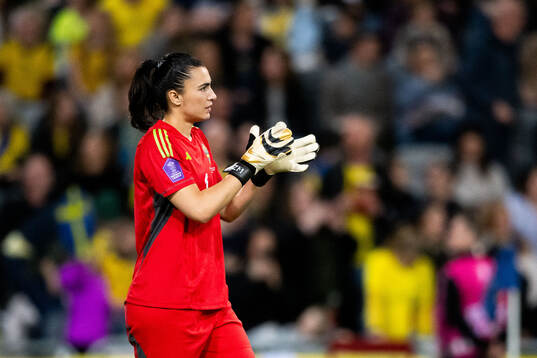 Goalkeeper Zecira Musovic of Sweden celebrates