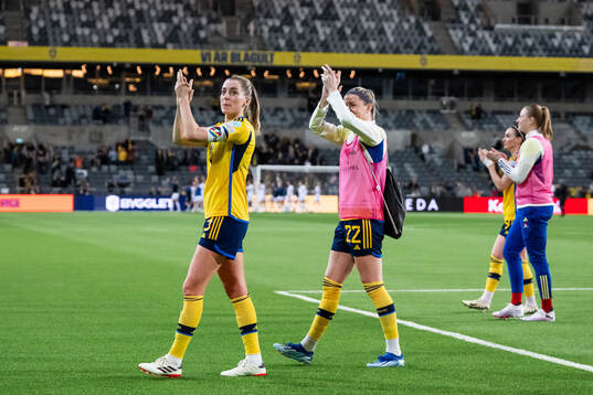 Linda Sembrant and Olivia Schough of Sweden celebrate