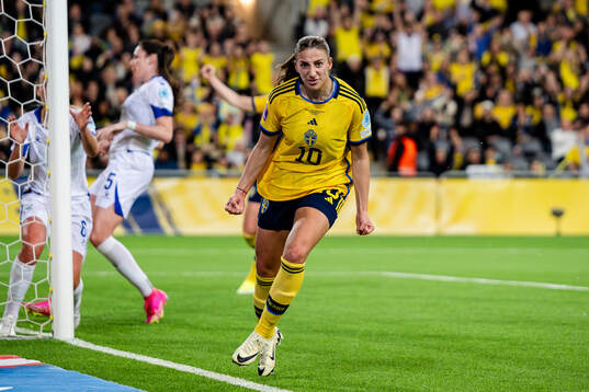 Rusul Rosa Kafaji of Sweden celebrates the 3-0 goal