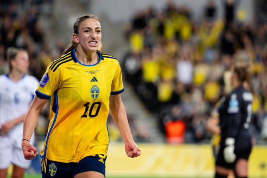 Rusul Rosa Kafaji of Sweden celebrates the 3-0 goal