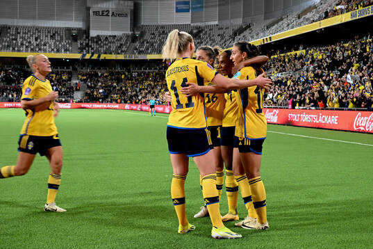 Rusul Rosa Kafaji of Sweden celebrates the 3-0 goal