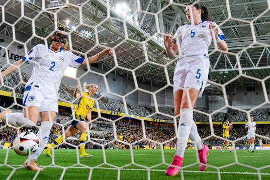 Stina Blackstenius of Sweden celebrates the 3-0 goal by
