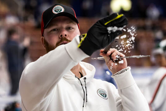 Frölundas materialförvaltare Andy Fagerström innan