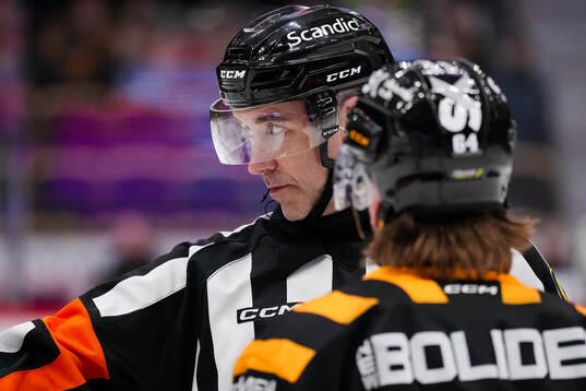 Domare Linus Öhlund och Skellefteås Jonathan Pudas