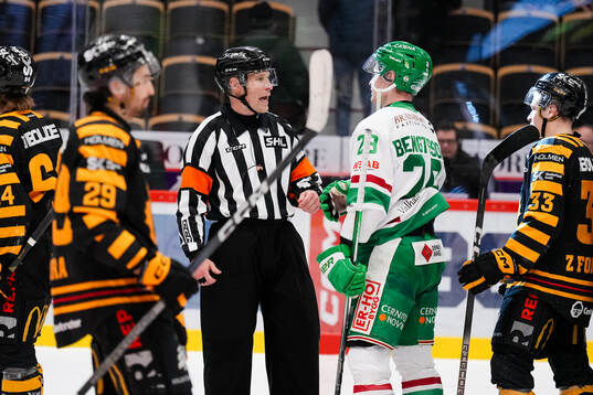 Domare Tobias Björk och Rögles Anton Bengtsson