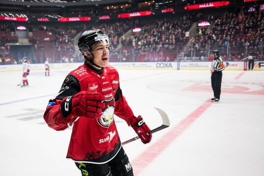 Malmö Redhawks Anton Wahlberg jublar
