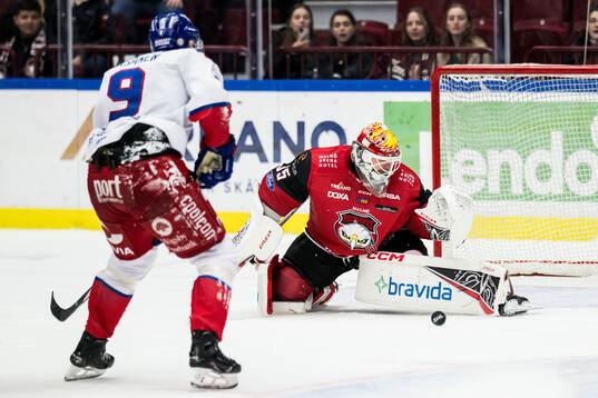 Malmö Redhawks målvakt Adam Werner och Oskarshamns Ahti