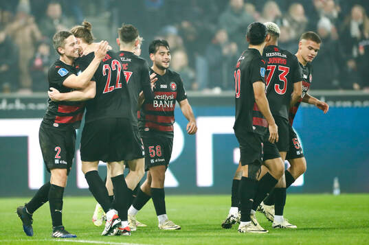 Players Midtjylland celebrate 1-0