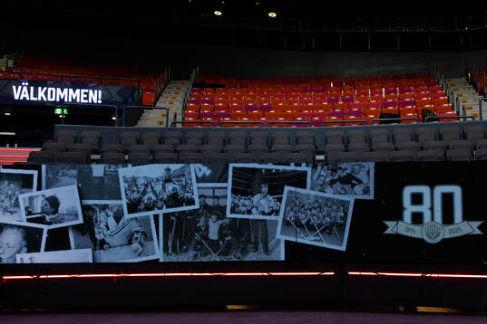 LED skärmar i Scandinavium med Frölundas 80 års jubileum