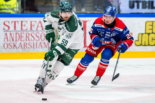 Färjestads Linus Johansson och Oskarshamns Lukas Pilö