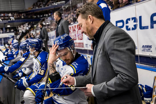 Leksands Lucas Elvenes och Leksands tränare Charles