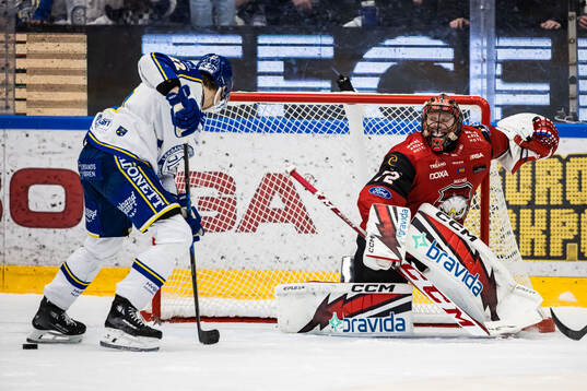 Leksands Lukas Vejdemo och Malmö Redhawks målvakt Daniel