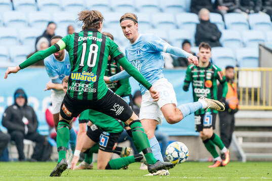 Malmö FFs Erik Botheim och Varbergs Joakim Lindner