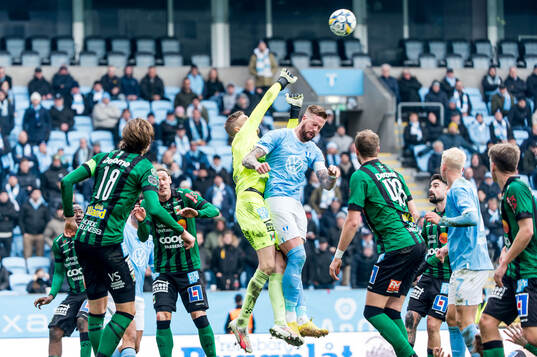 Varbergs målvakt Fredrik Andersson och Malmö FFs Pontus