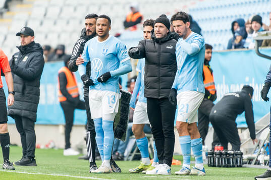 Malmö FFs Martin Olsson, tränare Henrik Rydström och