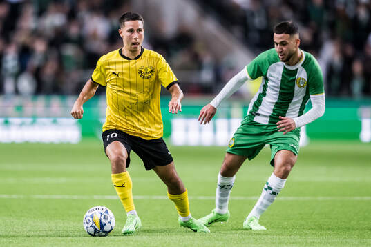 Mjällbys Nicklas Røjkjær och Hammarbys Abdelrahman