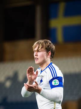 IFK Norrköpings Isak Andri Sigurgeirsson jublar