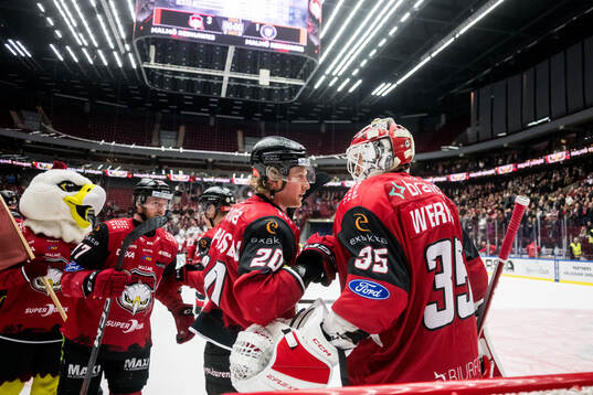 Malmö Redhawks Thomas Berg Paulsen och målvakt Adam