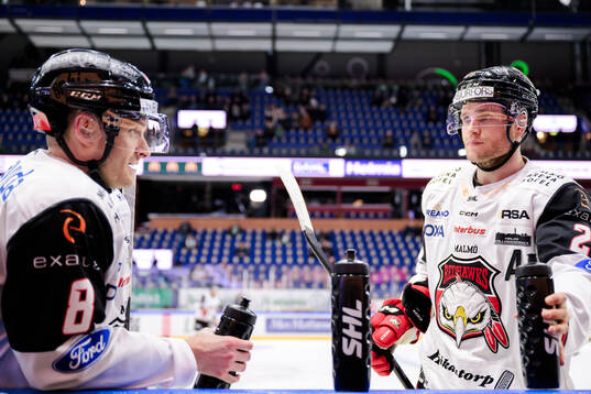 Malmö Redhawks Johan Olofsson och Christoffer Forsberg
