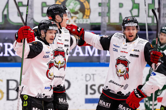 Malmö Redhawks Johan Olofsson och Carl Persson jublar