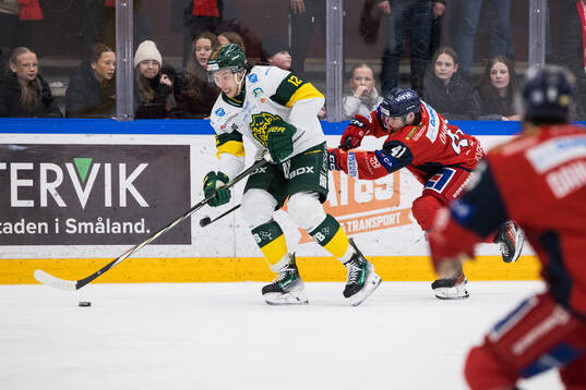 Björklövens Scott Pooley och Västerviks Victor Öhman