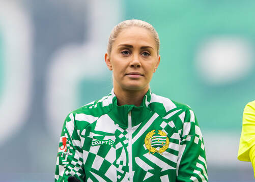 Hammarbys Alice Carlsson innan fotbollsmatchen i Svenska