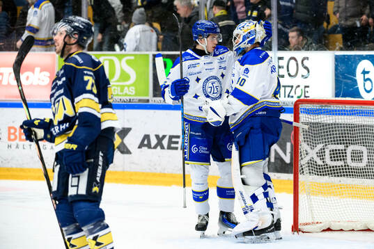 Leksands Alexander Lundqvist och målvakt Mantas Armalis