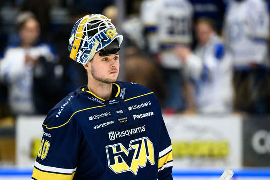 HV71s målvakt Frederik Dichow deppar