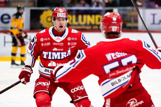 Timrås Filip Hållander och Anton Wedin jublar